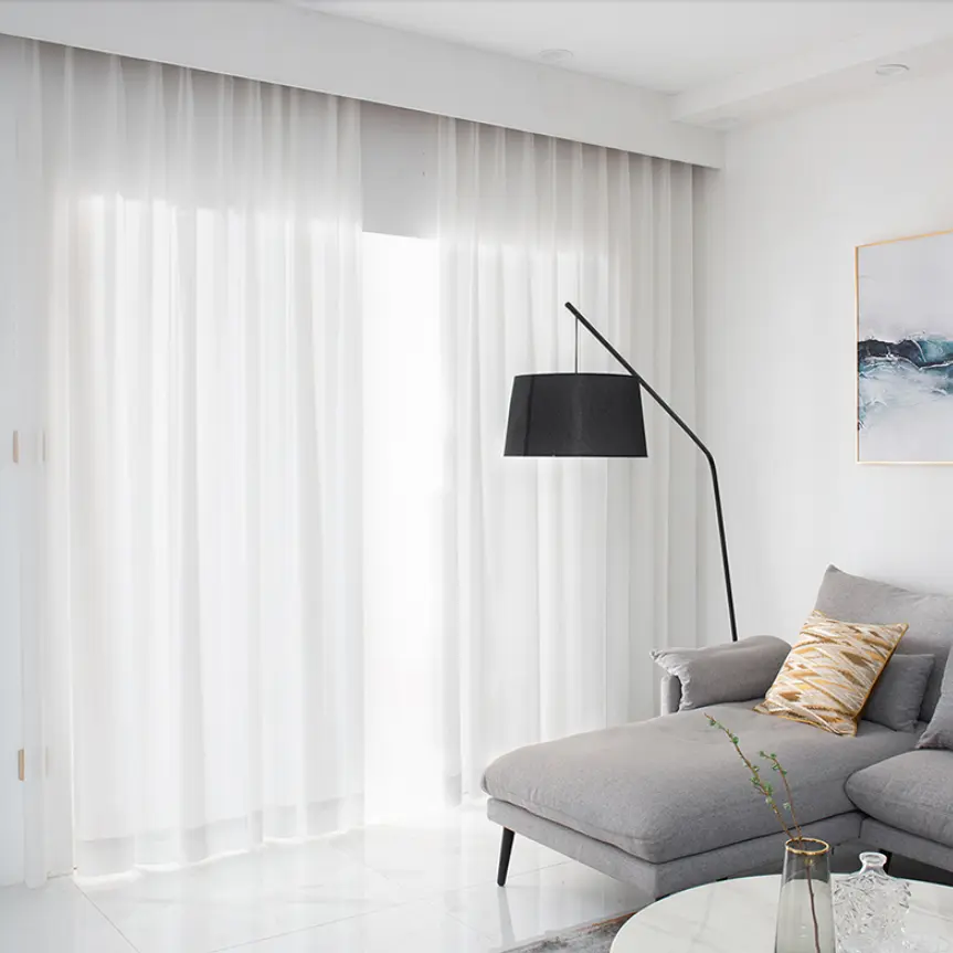 2 Panels White Sheer Curtains - Lightweight Soft Window Treatment for Bedroom, Kitchen, Living Room & Rod Pocket Top, 63, 84, 95, 108 Inches Length Interior Decoration Accessories Home Textile