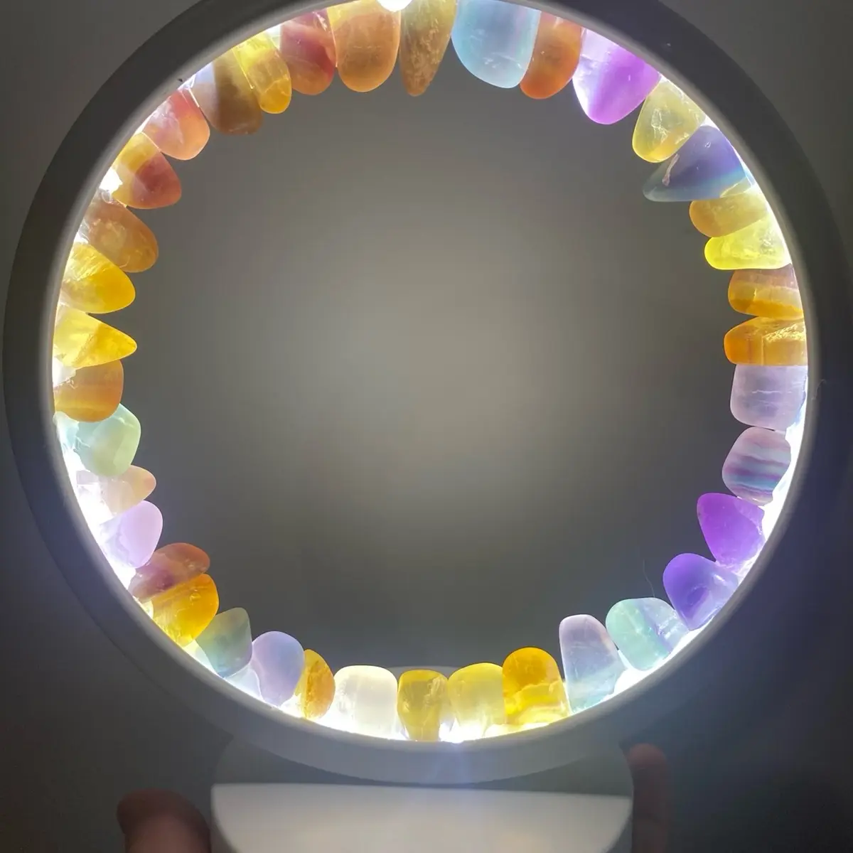 Fluorite circle lamps Crystal Lamps 3 settings Metal Base