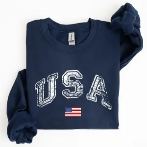 Vintage USA, Retro Flag, America, 4th of July Sweatshirt, Women's Crew Neck, Crewneck