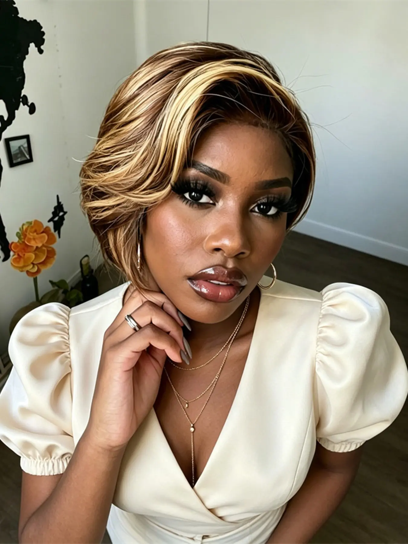 13x4 Lace Pixie Human Hair Wig for Women, Short Straight Bob Cut, 8 Inch 150% Density, Elegant Style, Glossy Finish, Holiday Party or Casual Wear, Frontal Lace Wig
