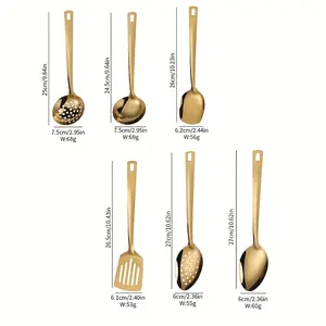 6PCS Stainless Steel Solid Cutlery Set Split Serving Spoon Split Service Spoon Flat Bottom Shovel Fry Shovel Spoon Slot Spoon Hotel Restaurant Practical Fork Spoon Service Cutlery Set Home Cooking Kitchenware