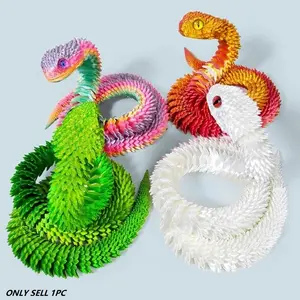 3D Printed Snake Statue, Colorful Gradient Design Snake Ornament, Joint Movable Snake Decoration, Articulating Animal Figurines, Party Gift for Friends, Animals Figurines, Decorative Figurines, Collectible Figurines