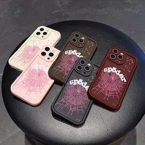 High-quality pink spider web pattern Protective phone case suitable for couples, compatible with iPhone 11/12/13/14/16/17/15/Pro/PromoMax/Plus/Air models, a great choice for boyfriend gifts and holiday presents