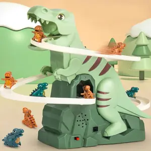 Dinosaur Track Toy Set with Climbing Hill and Slides, Includes 6 Dinosaur Vehicles, Interactive Play Set for Aged 6 and Up, ldeal Gift for Dinosaur Enthusiasts