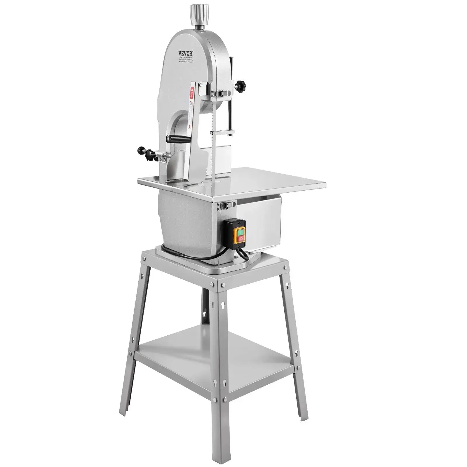 VEVOR Commercial-Grade 1800W Vertical Meat Processing Machine, Stainless Steel Electric Bone Saw with 19.1"x15" Workbench, 7.09" Adjustable Cutting Thickness, 5 Vertical Blades for Smooth Accurate Cuts on Frozen Pork, Beef
