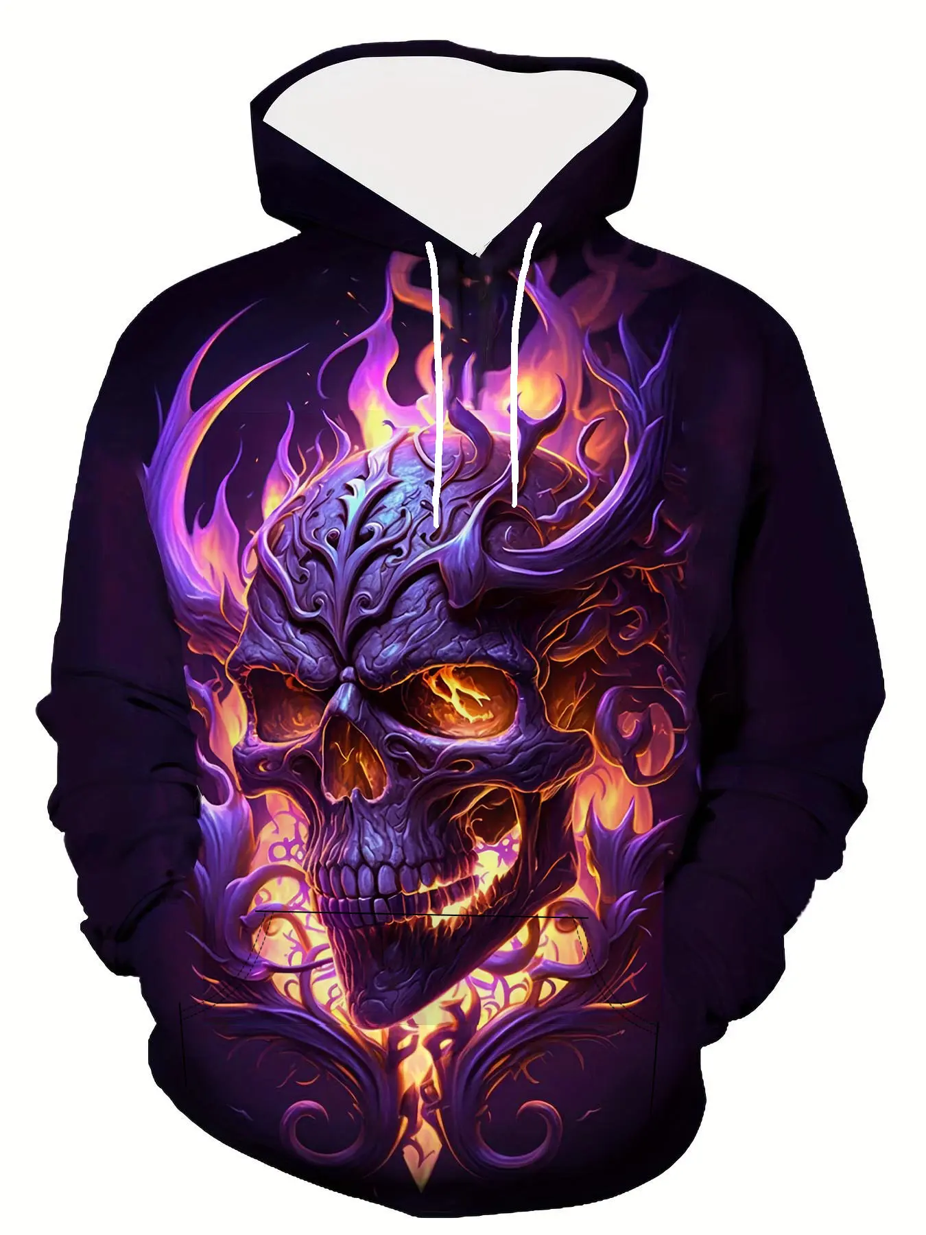 Men's skull print hoodie with kangaroo pockets, Gothic printed hoodie, Gothic Rock hoodie, Gothic Style Hoodie, Graphic Print Hoodie, casual breathable long-sleeved hooded sweater for outdoor wear
