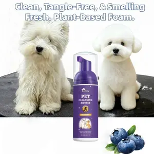 Dog Cat Dry Wash Mousse, Grooming Products, Long Hair Anti-Knot Essence, Quick-Dry No-Rinse, Softening Spray, Reduces Frizz, Portable 1 Bottle