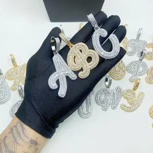 [ICE HUE] 18K Gold Vacuum Plated Copper Gold Pendant with 5A+ Sri Lanka Zircon A-Z Alphabet Pendant Letters Necklace, Hip Hop-Inspired Jewelry for Men & Women, Daily Wear Gift Idea