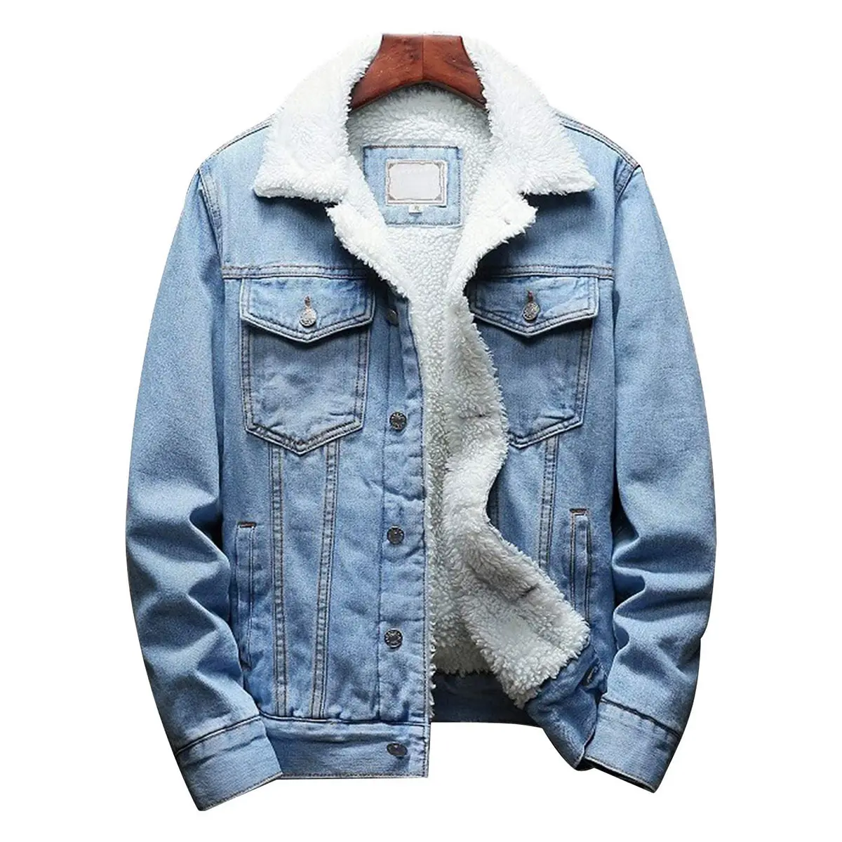 Men's Sherpa Fleece Lined Denim Jacket Warm Winter Trucker Jacket Cowboy Jean Jacket Casual Soft