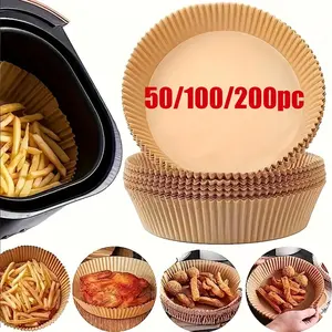 50/100/200pc Anti-stick Air Fryer Liner - Air Fryer Paper, Anti-stick Liner, One-time Use Air Fryer Liner, Round and Square One-time Use Non-stick Cooking Paper, with excellent oil and water resistance properties, Home, Air Fryer Accessories