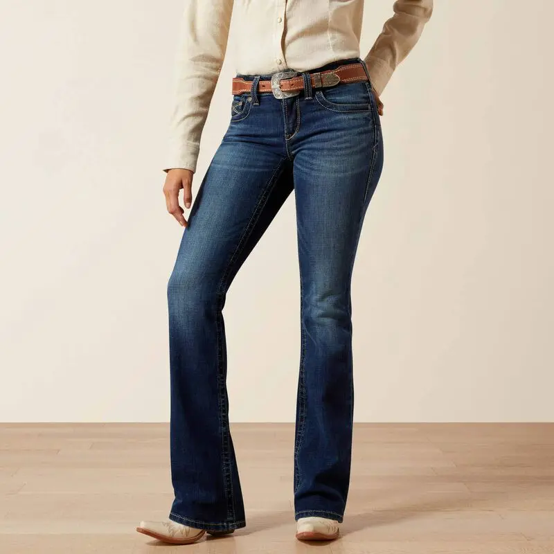 Ariat Women's Adalynne Perfect Rise Bootcut Jeans - Fitted Stretch Cotton Denim Bottom, Slim Through Hip and Thigh