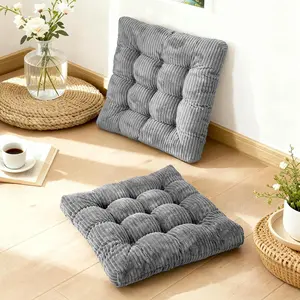 Meditation Floor Pillow Set of 2 Memory Foam Floor Cushions for Adults Sitting Large Square Thickened Seat Cushion for Yoga Tatami Living Room Dark Grey