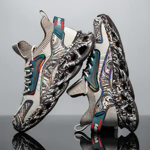 Men's Chunky Platform Dad Shoes, Breathable Knit Futuristic Streetwear Athletic Sneakers for Daily Wear