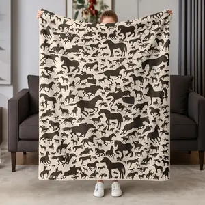 Vintage Equestrian Flannel Blanket, All-Season Soft Plush Throw, Easy Clean, Multiple Sizes, Ideal Gift for Men, Horse Lovers, Learners