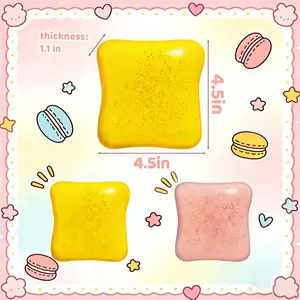 Cute Toast Squishy Fidget Toy, Slow Rising Sticky Soft Bread Toy, Butter & Strawberry Toast Design, Stress Relief Sensory Toy for ADHD, Kids Adults, Stocking Stuffers, Valentine’s & Easter Gift
