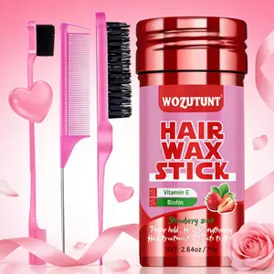 Strawberry Scented Hair Wax Stick Set, Contains Vitamin E & Biotin, Suitable for All Hair Types, Long-Lasting Hold, Non-Greasy Formula, Haircare