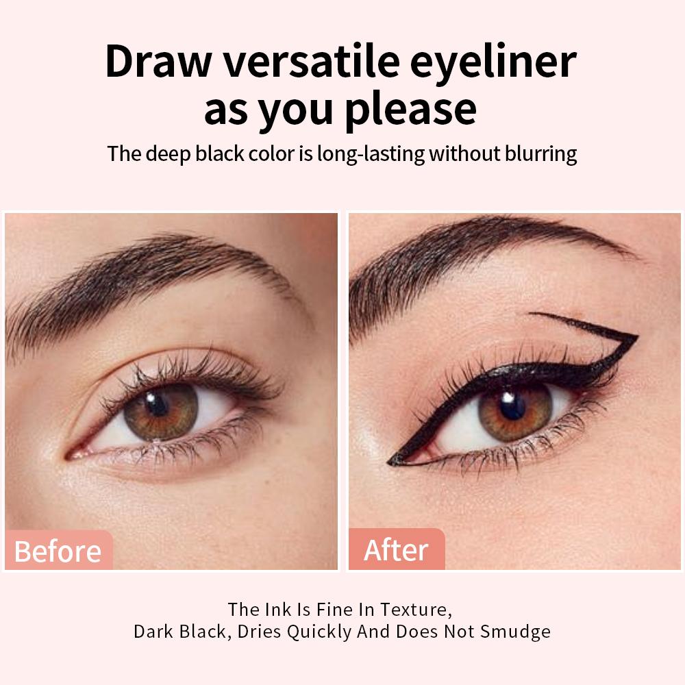 2-in-1 Rotating Winged Eyeliner Stamp Pen, Waterproof Quick Dry Longwear Eye Liner, Black & Light Brown Dual-Head Precise Makeup Lip Liner 2-in-1 Rotating Winged Eyeliner Stamp Pen, Waterproof Quick Dry Longwear Eye Liner, Black & Light Brown Dual-Head Precise Makeup Lip Liner