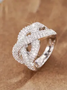 1 PC Elegant Cubic Zirconia Pave Ring For Women For Wedding Valentine's Day Gift Jewelry