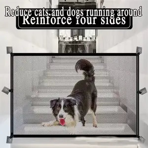 Foldable Pet Safety Fence for Cats and Dogs, No Drilling, Height Adjustable, Sturdy Mesh, Portable, Lightweight, Indoor and Outdoor Use, Portable Puppy Fence