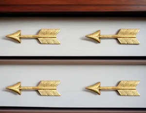 212 MAIN Artisanal Hand-Painted Brass-Cast Aluminum Arrow Drawer Pull Knobs - Set of 6, Playful Stylish Bohemian Storage Organization Hardware Accessories, Stylish Accessories