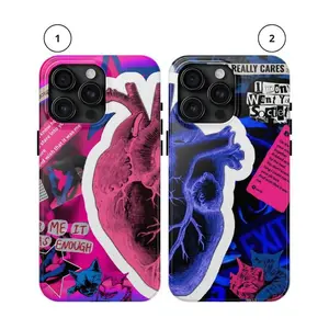 Couple Matching Heart Themed Phone Case Premium Matte Texture, Protection, Shockproof, Anti-Drop, Anti-Fingerprint For IPhone 17-12, Pro Max, Pro Plus, and Samsung S25-22 Protection Safety