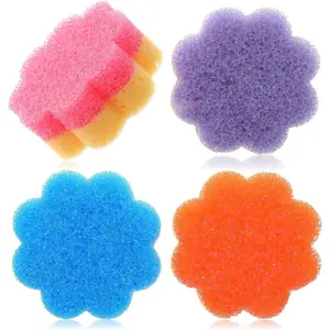 4 Colorful Scrub Sponge Dual-Sided Dish Sponges for Scrubbing Non-Scratch Cleaning Sponges Temperature Controlled Kitchen Sponge Multi Functional Cleaning Tools for Kitchen Bathroom Floor