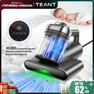 Teant Mattress Vacuum Cleaner for Dust Mites Removal,(14kPa/18kPa)  Bed Vacuum with UV-C Light & 149°F Hot Air & Aroma Tablet & LED Display, Hyper Helix Motor& Powerful Suction Double-Cup Handheld Vacuum Cleaner With HEPA Filter for Bed Couch Sofa Carpet