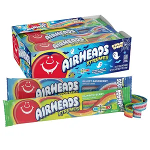 Airheads Xtremes Belts Halloween Trick or Treat Pack Rainbow Berry & Bluest Raspberry Flavors Assorted Multipack 2oz Pack of 18 USA Made