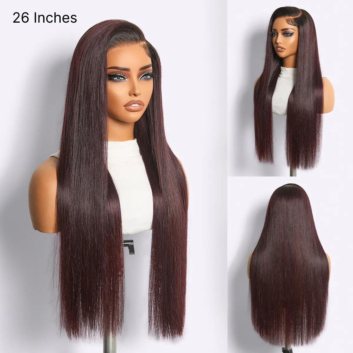 【New Drop】Luvme All-Day Comfort Human Hair Glueless Wig, 180% Density Rich Dark Plum Bone Straight, 7x6 HD Lace Closure with Baby Hair, Pre-Cut Lace, PartingMax Design, Glueless Wigs