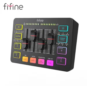 FIFINE SC3 Audio Mixer for Streaming & Gaming, XLR Interface Device with RGB, 48V Phantom Power, Volume Faders, Mute Button – Compatible with PC, Smartphone, Phone, PS5