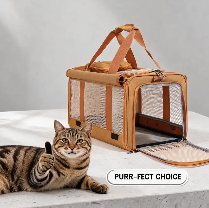Ventilated Cat Backpack Carrier, Portable Pet Travel Bag with Mesh Window, Airline Friendly Design for Cats & Dogs up to 15 lbs