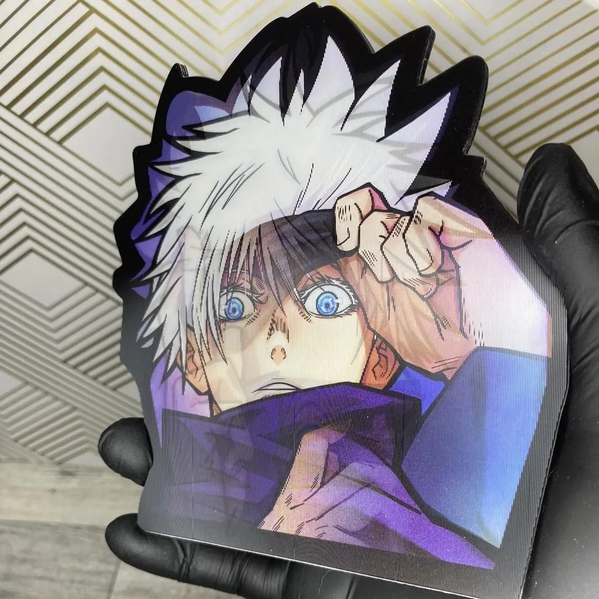 Jujutsu Kaisen Gojo Satoru Eyes 3D Lenticular Motion Vinyl Decal Peeker - Anime Art Car Decals, Car Window Stickers, Vehicle Exterior Decor Sticker Deco Accessory