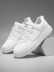 Fashion Sneakers - College Street Style Low-Top Lace-Up Trainer Shoes, Athletic Sports Shoes, Pure Color PU Upper, Fabric Lining, Eva Sole, Round Toe Casual Running Shoes, Casual Trainers