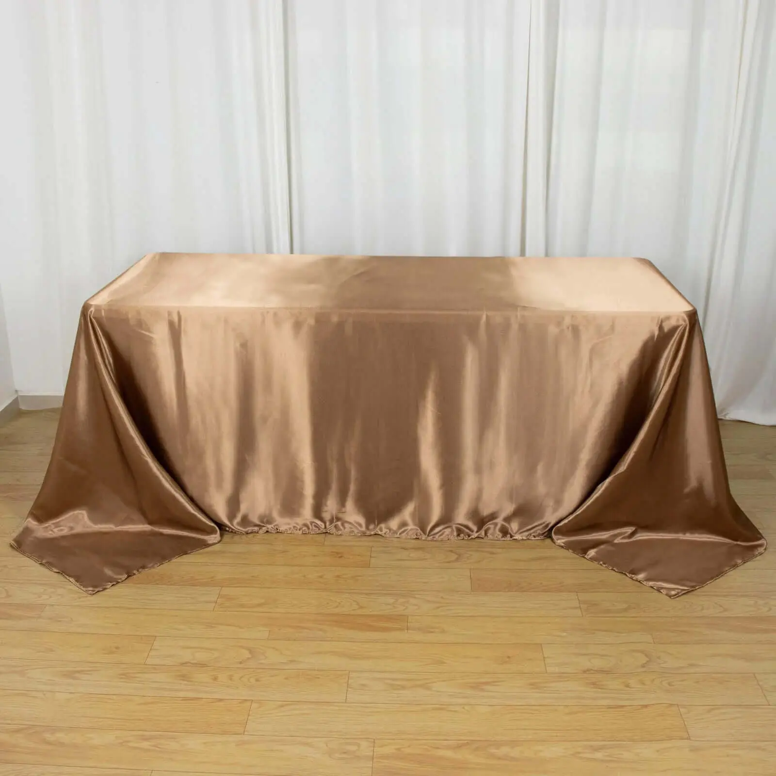 Satin Rectangular Tablecloth, 90"x132" Taupe Seamless Table Cover - Event Supplies, Home Party Decorations, Party Supply for Buffet, Cold Wash Compatible Household Kitchen Linen