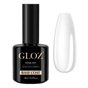 GLOZ 8ml LED Nail Gel Base Coat, Long Lasting Soak Off Manicure Foundation, Professional Nail Art Base Gel for Women & Salon DIY Use, Nail Polish