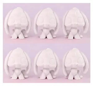6pcs/Pack Bobble Head White Base for Painting Animal Toy Pet Shop Custom Blank Model DIY OOAK Paint Design (Bunny)