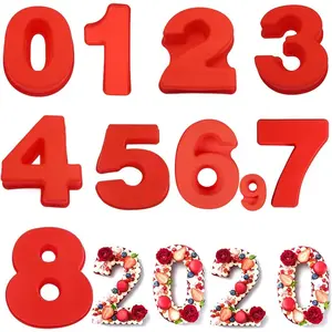 9 Pieces 10 Inch Large Size Number Silicone Moulds Baking Forms Cake Pan