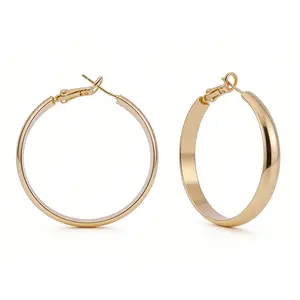 925 Steling Silver Post Hoops Earrings For Women Hypoallergenic Lightweight Gold Hoop Large Earrings Gold Chunky Earrings,Hollow Tube Hoops Earrings 40mm Hoop Diameter