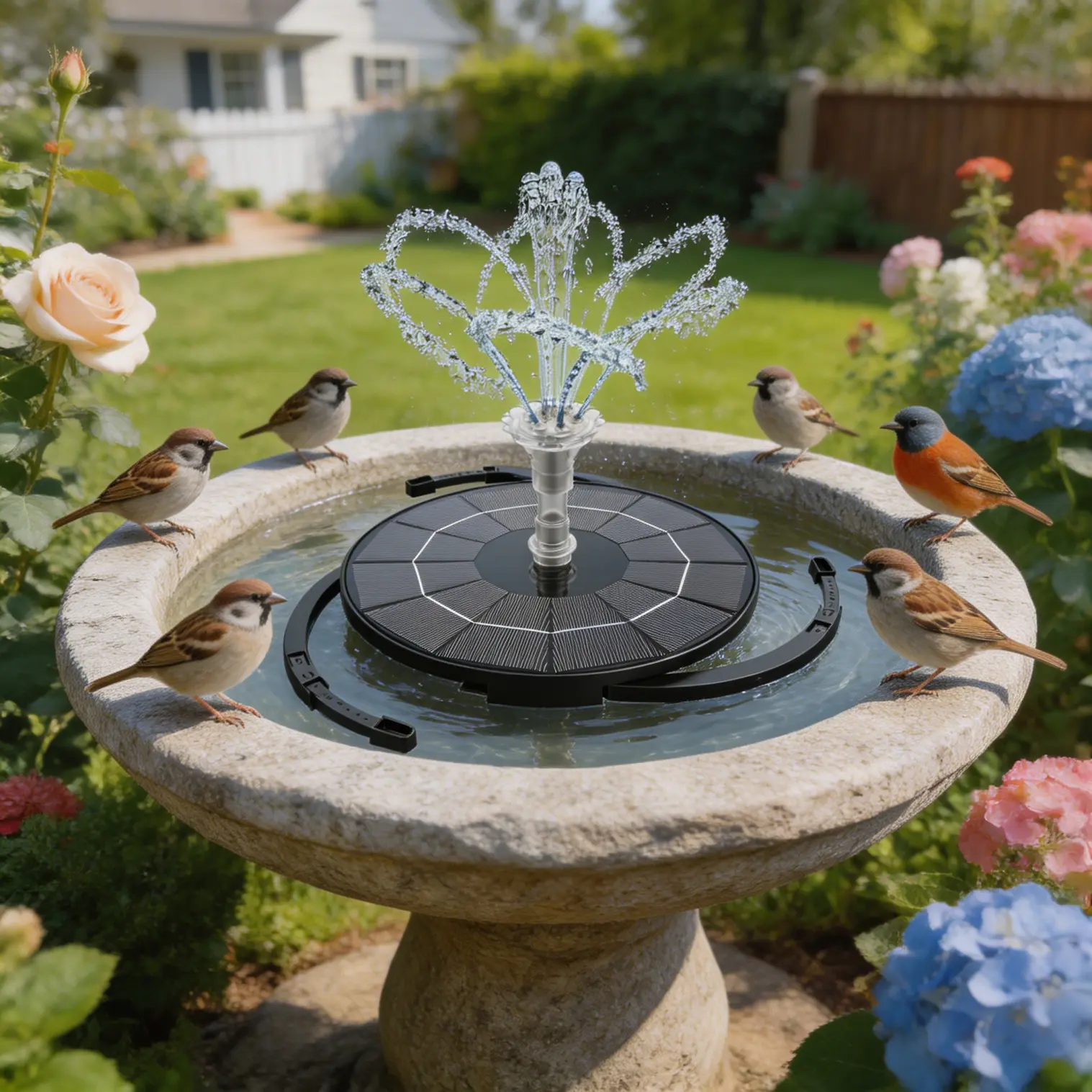 ISUNMEA 3.5W Solar Fountain Pump for Outdoor Water Features: DIY Solar Bird Bath Fountain with Multiple Nozzles, Solar-Powered Water Fountain for Gardens, Ponds, Fish Tanks, and Aquariums