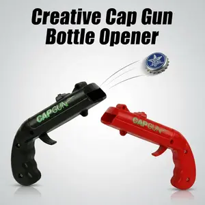 Creative Bottle Opener, Cap Gun Beer Cap Launcher, Red & Black Fun Party Bottle Opener for BBQ Tailgate Family Gatherings, Cool Novelty Gift for Men Dad Beer Lovers Shotgun