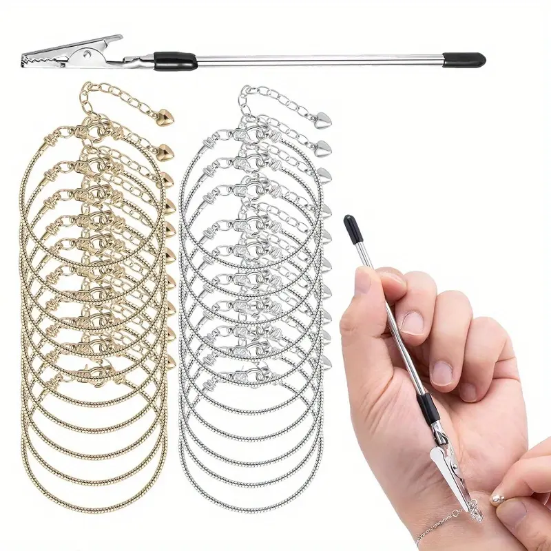 20 Pieces Snake Chain Charm Bracelet with Bracelet Helper Adjustable Snake Charm Bracelet Chains with Heart Lobster Clasp Extender Chain DIY Bracelet Chain for Women Jewelry Making Gifts Supplies