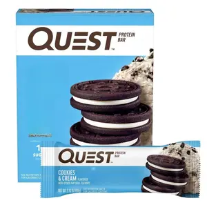 Nutrition Cookies & Cream Protein Bars, 21g Protein, 4g Net Carbs, 1g Sugar, Gluten Free, Keto Friendly, 4 Count