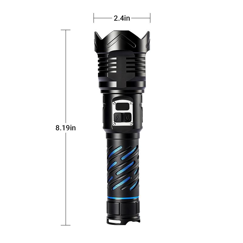 Rechargeable Super Bright Tactical Flashlight – High Lumens Zoomable LED Torch, 5 Modes, Waterproof IPX7, USB-C Rechargeable, Durable Outdoor Camping & Home Emergency Light
