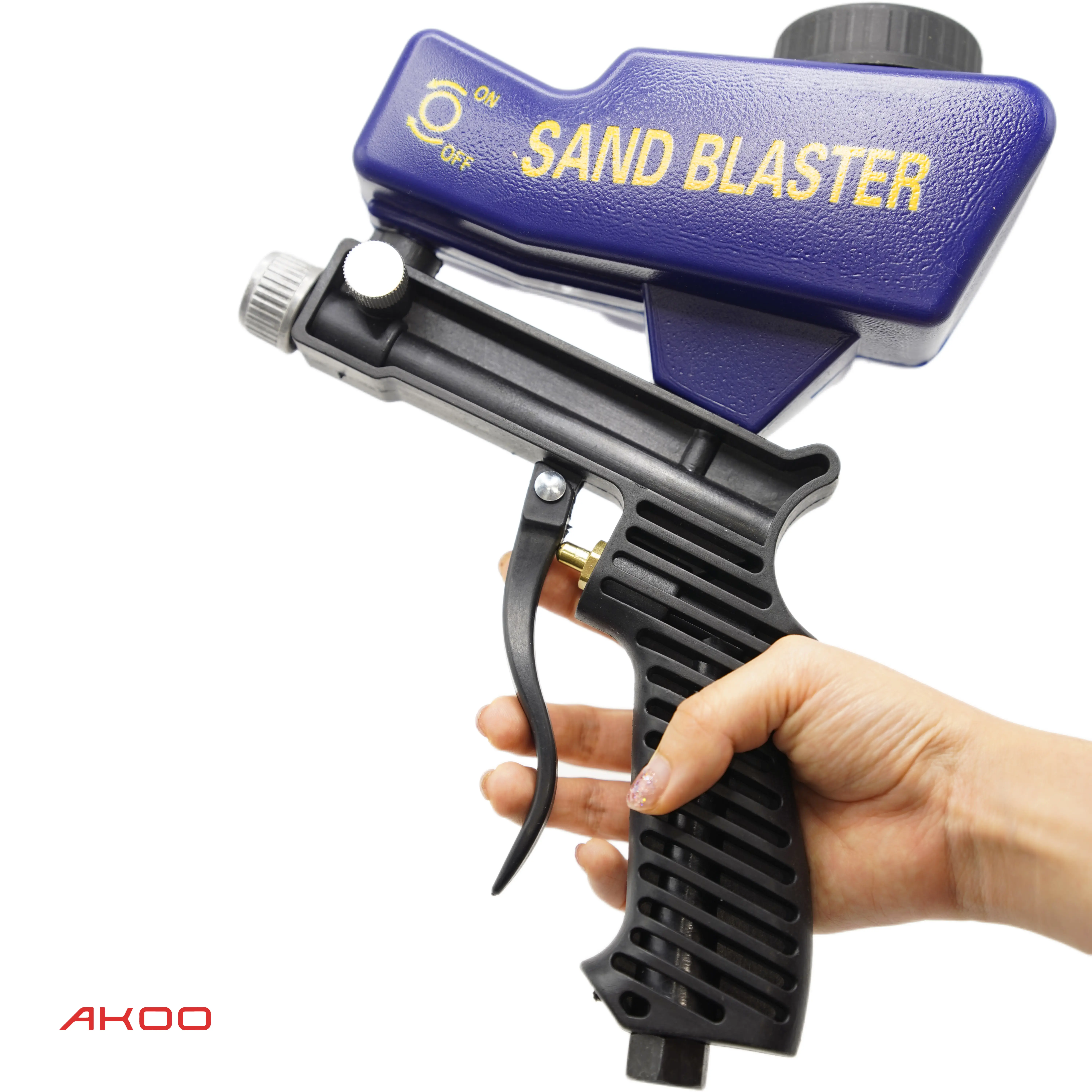 Portable Sand Blaster Gun Kit for Rust & Paint Removal, Light-Duty Air Sandblaster, Requires Air Compressor, Air Sandblaster Gun Kit with Siphon & Gravity Feed, Ceramic Nozzle for Surface Prep and Etching, for Rust Removal, Paint Stripping, Glass Etching
