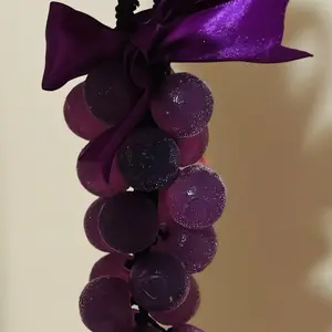 Purple Grape Cluster Soap Ornament with Elegant Bow for Home Decor and Aromatic Bathing