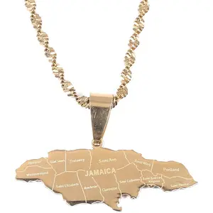 Gold Jewelry Stainless Steel Necklaces for Women Map of Jamaica