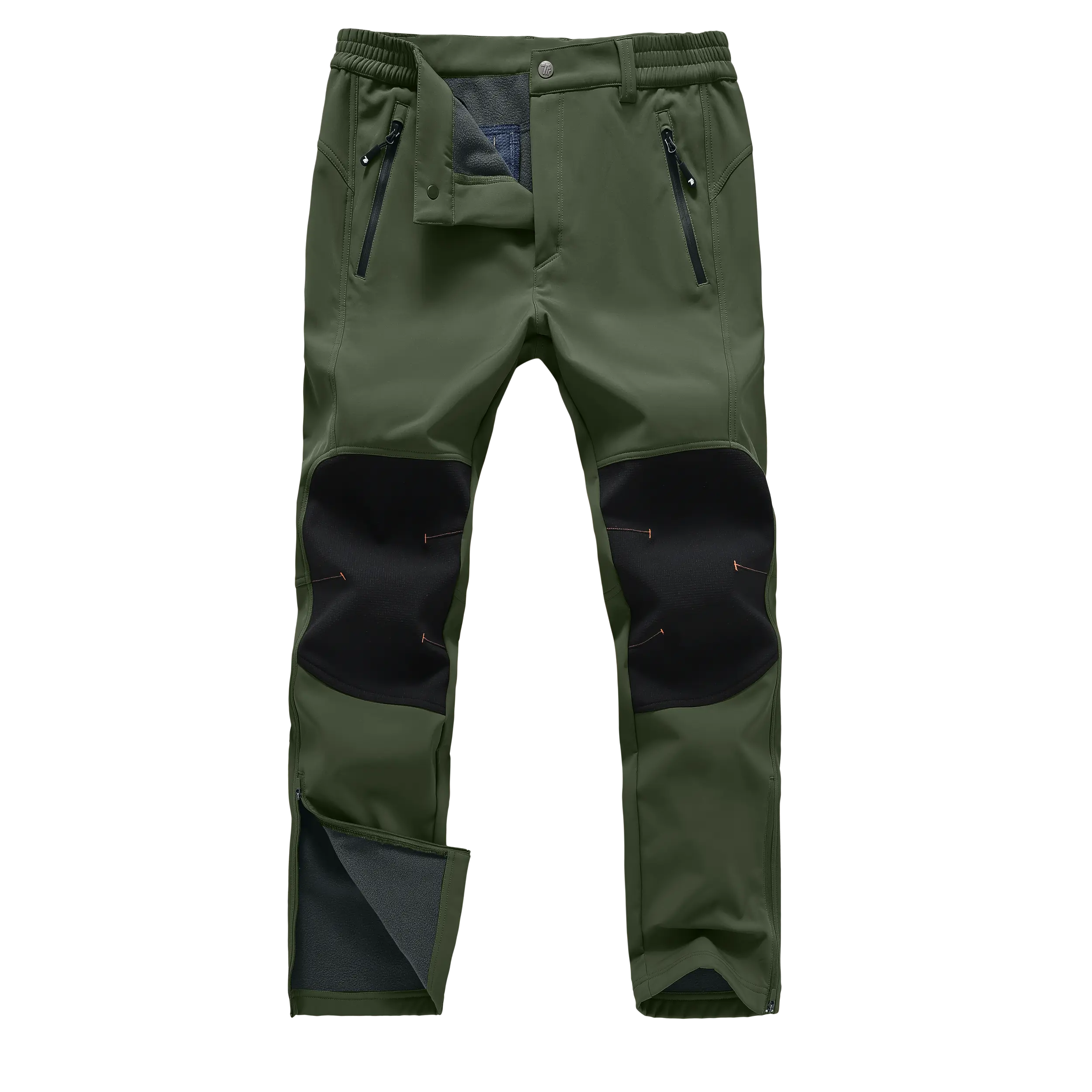 YSENTO Mens Snow Ski Hiking Pants Waterproof Insulated Winter Fleece Lined Softshell Outdoor Snowboard Zipper Bottom Leg