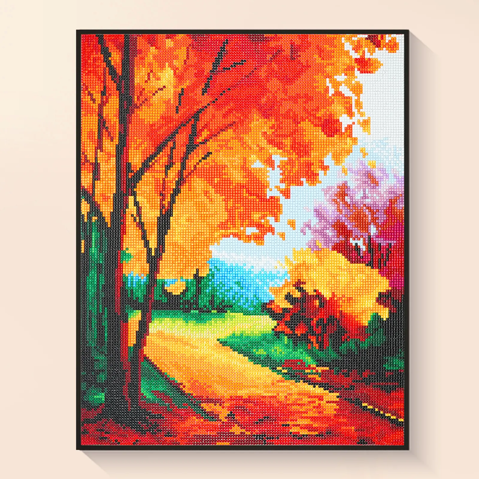 Square Drill Diamond Painting Kit - Autumn Forest Scenery 40*55cm Novelty Print, Vibrant Fall Art, Cozy Home Decor, DIY Sparkling Decor, Relaxing Needlework Craft, Warm Design, Perfect Gift for Nature Enthusiasts