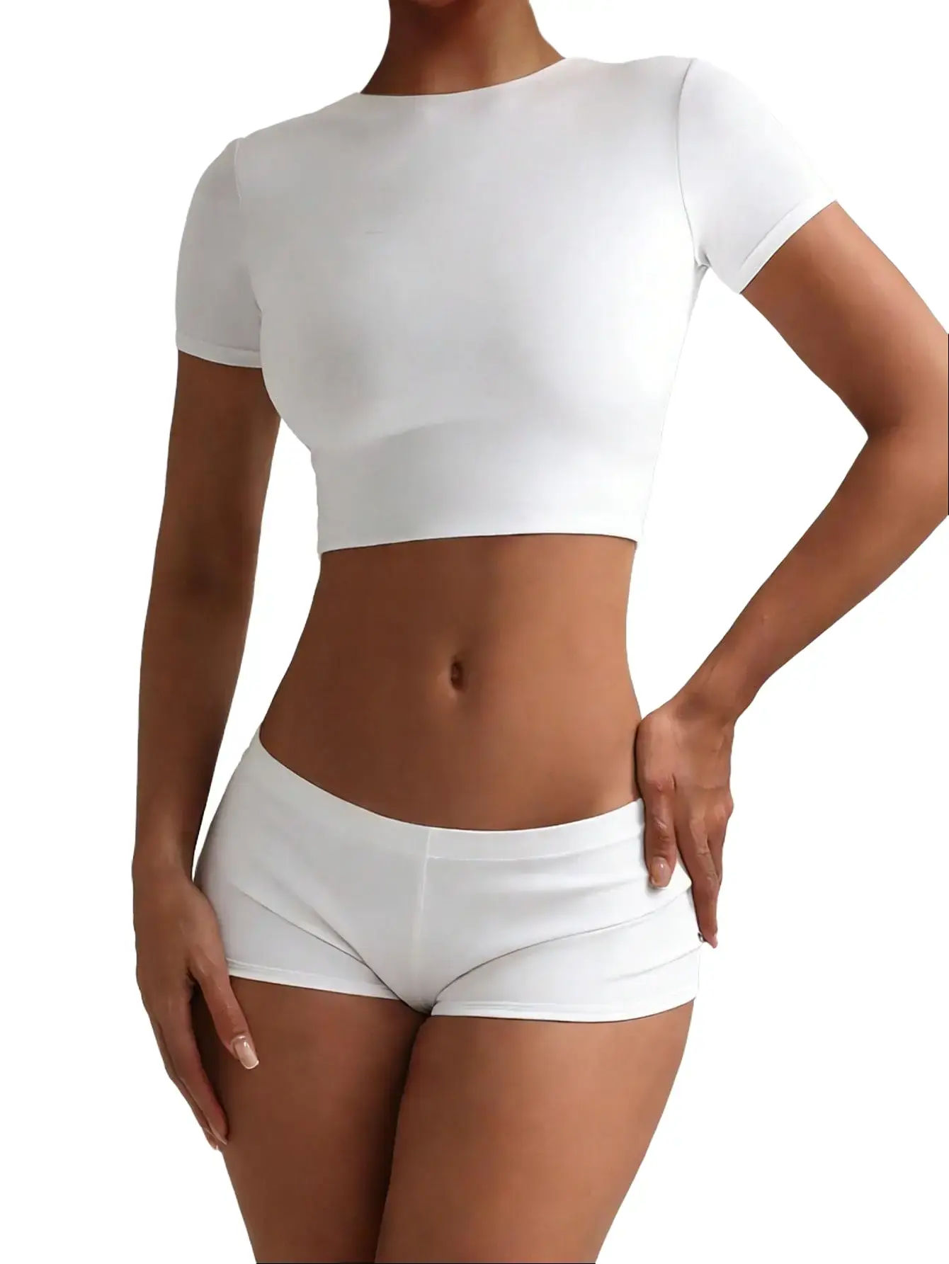 ASANDY Women's Crop T-Shirt - Buttery Soft Comfortable Fabric, Slim-Fit Short-Sleeve Crew Neck, Casual Women's Clothes for Summer Streetwear Sports Tops, Tops For Women, Chic Tops