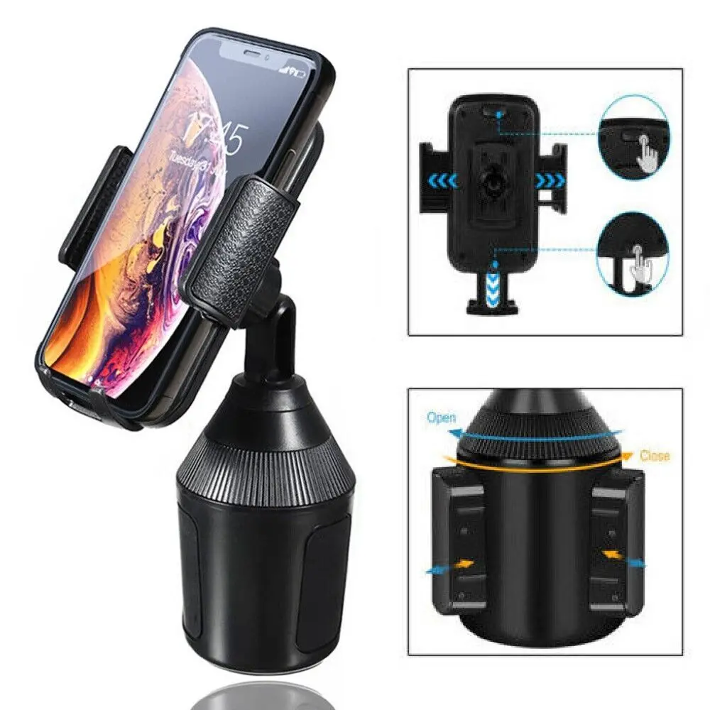 Car Phone Holder for Car - Adjustable Cup Holder Mount with Telescopic Stand, 360-Degree Rotation Cradle, Universal Fit for iPhone 17-11 Pro Max & Samsung Galaxy S24-S9+ Note 9 Cell Phone Accessories, 360 Degree Rotation Phone Holders & Mounts
